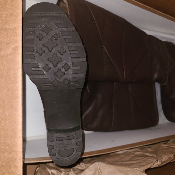 UGG 6 Avery Brown Sheepskin Shearling Fur Lined Knee High Boots - Picture 8 of 9